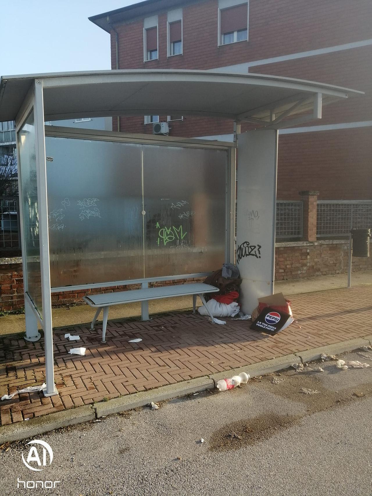 Comacchio, la sua “casa” è la pensilina del bus