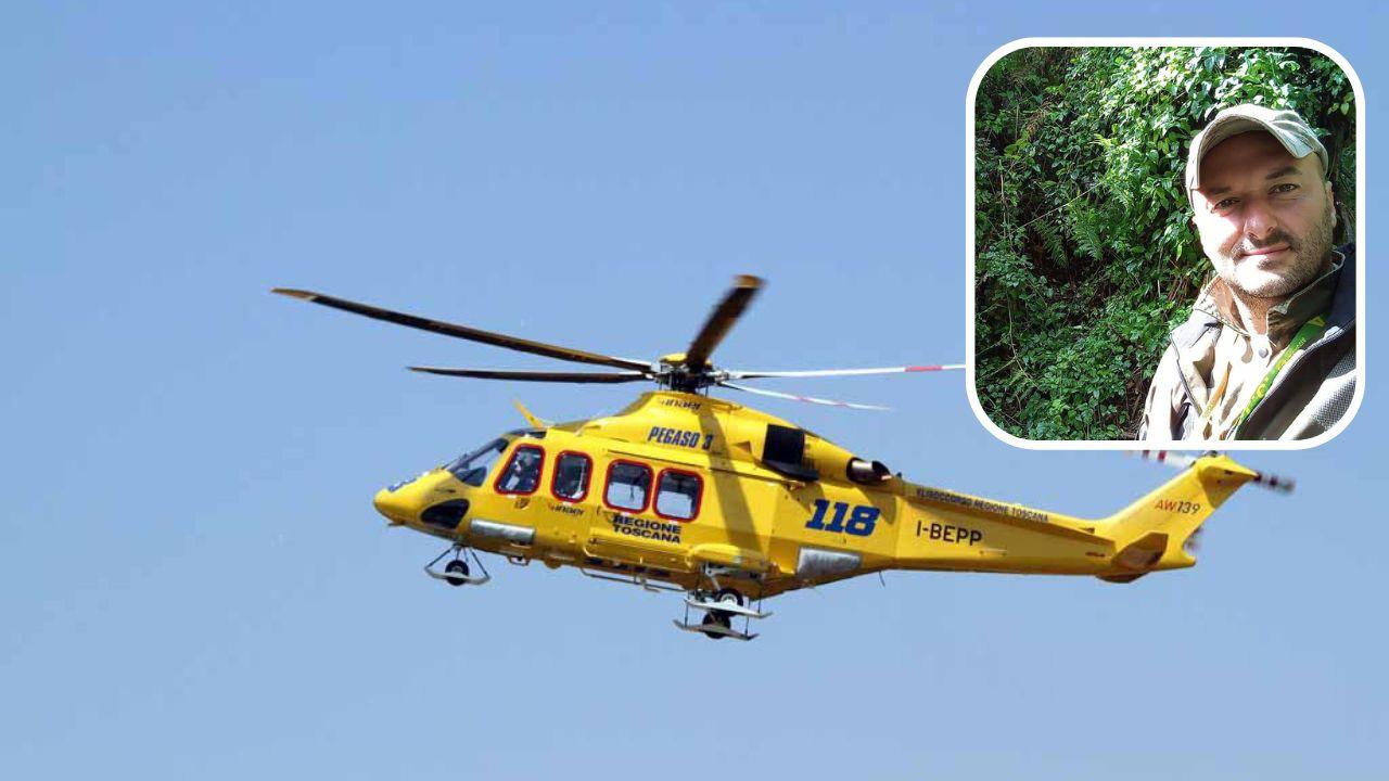 La vittima e l'elisoccorso 