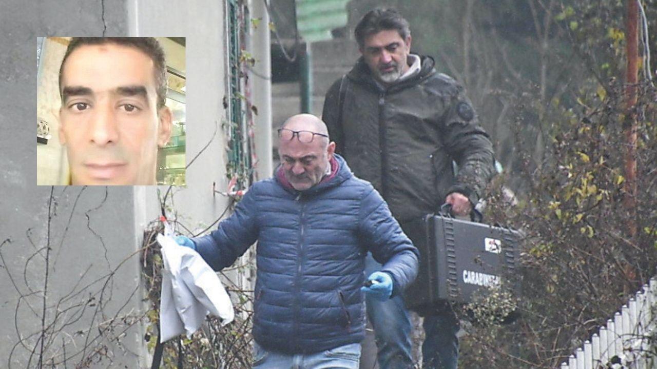 La vittima, in alto a sinistra, e un momento dei rilievi (foto Cuffaro)