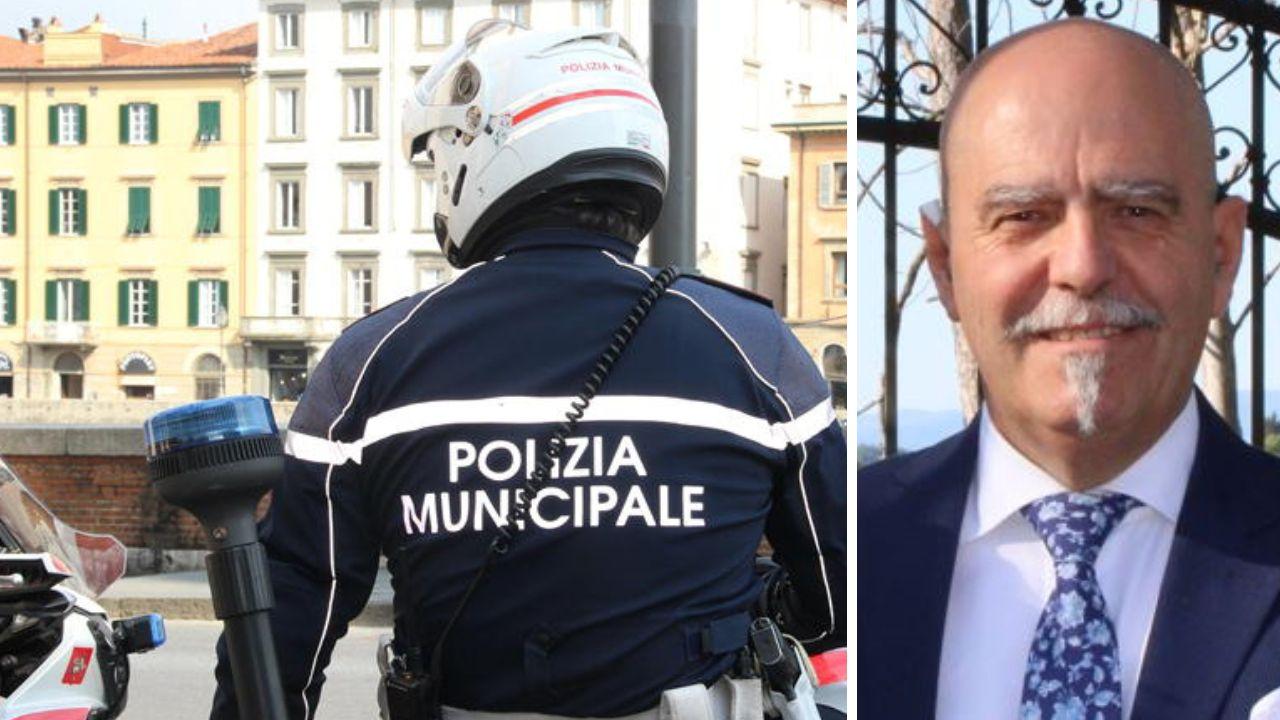 Un agente durante un controllo e Bedessi (a destra)