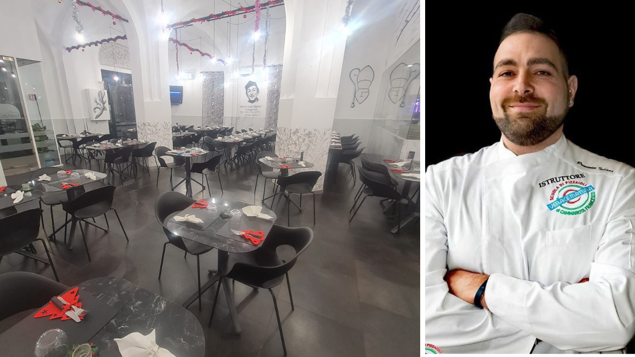 L’interno della pizzeria in via Gazzarrini e Domenico Iuliano
