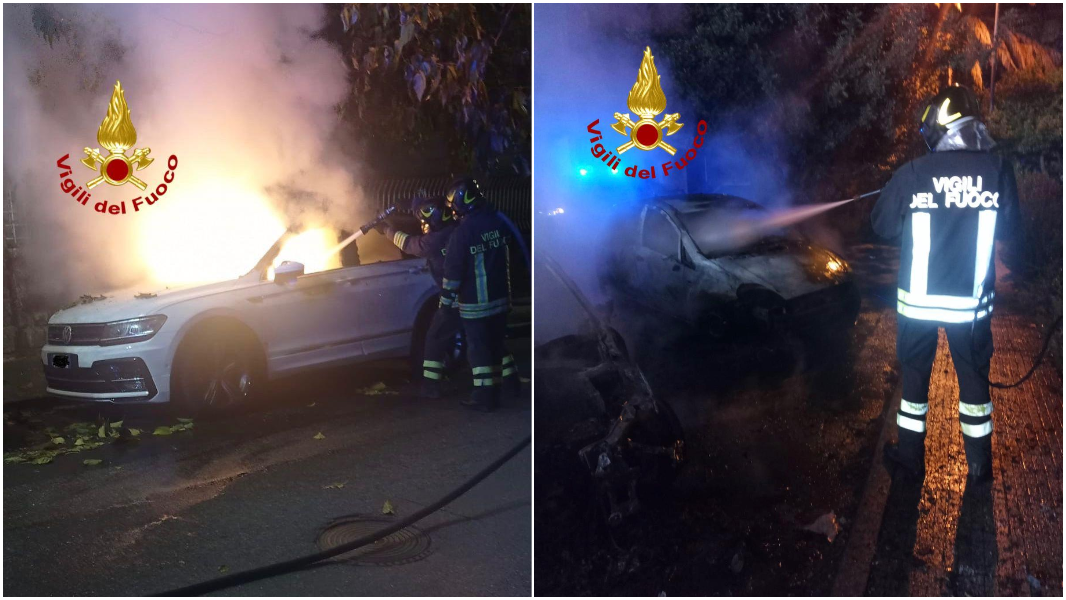 Sette auto bruciate nella notte tra Nuoro e Siniscola