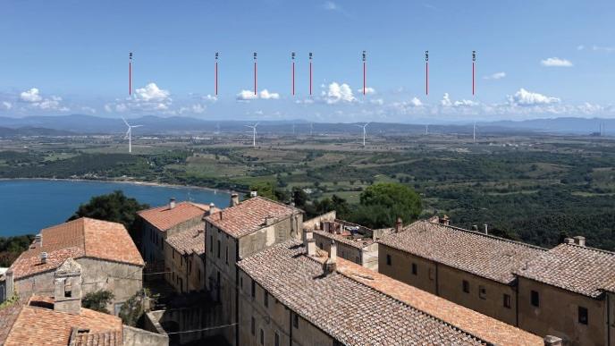 l’impatto visivo delle otto torri viste dal Castello di Populonia