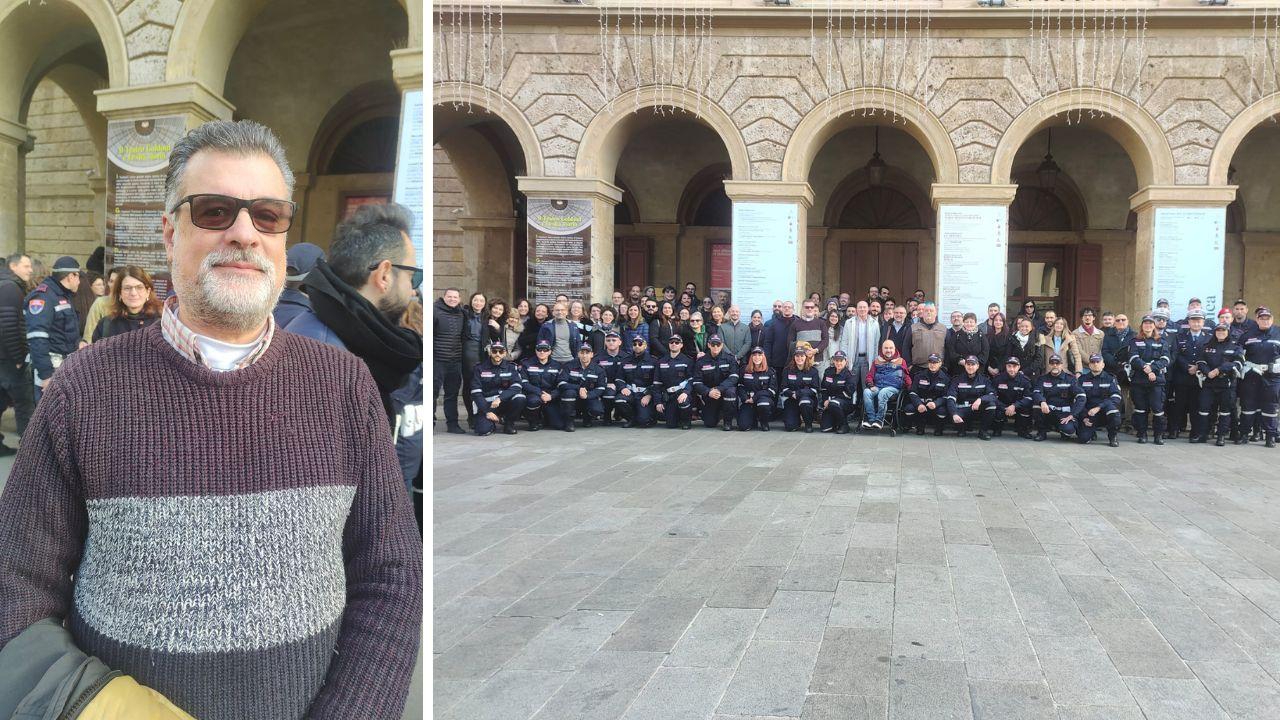 
	Domenico Costa 60 anni e&nbsp;a la foto di gruppo dei dipendenti del Comune di Livorno

