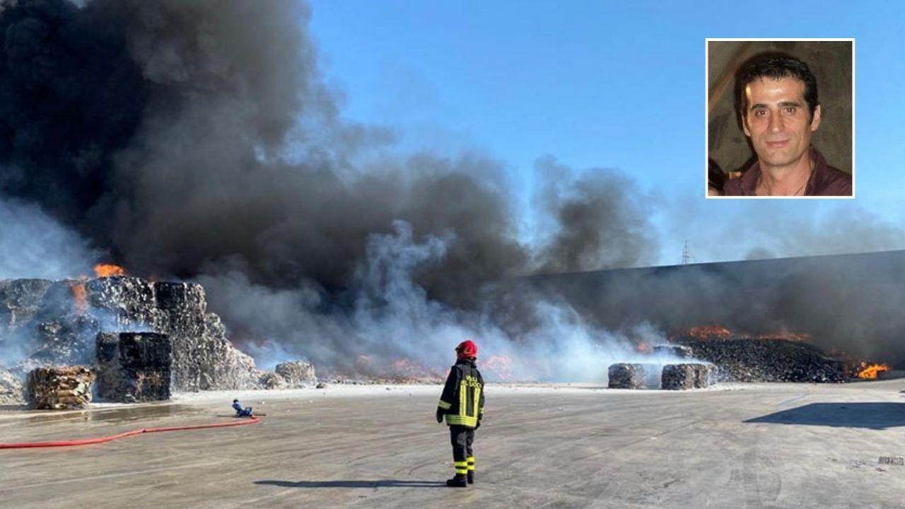 
	Il rogo alla Gesam e, nel riquadro, l'operaio Antonio Masia


