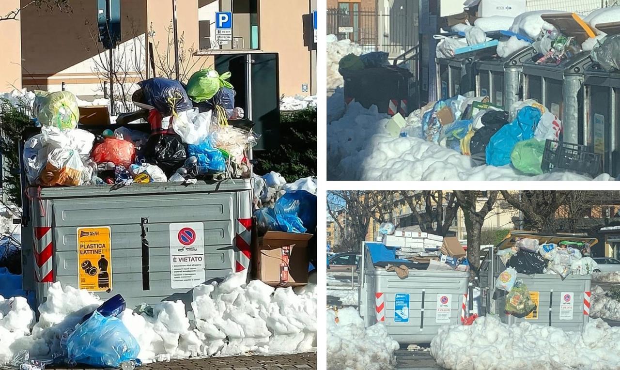 La situazione dei cassonetti dei rifiuti in Appennino dopo la nevicata