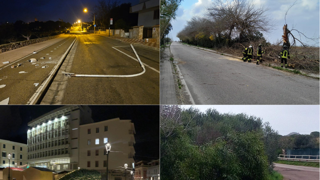 Forte vento di maestrale: cadono alberi e pali della luce, navi dirottate a Olbia