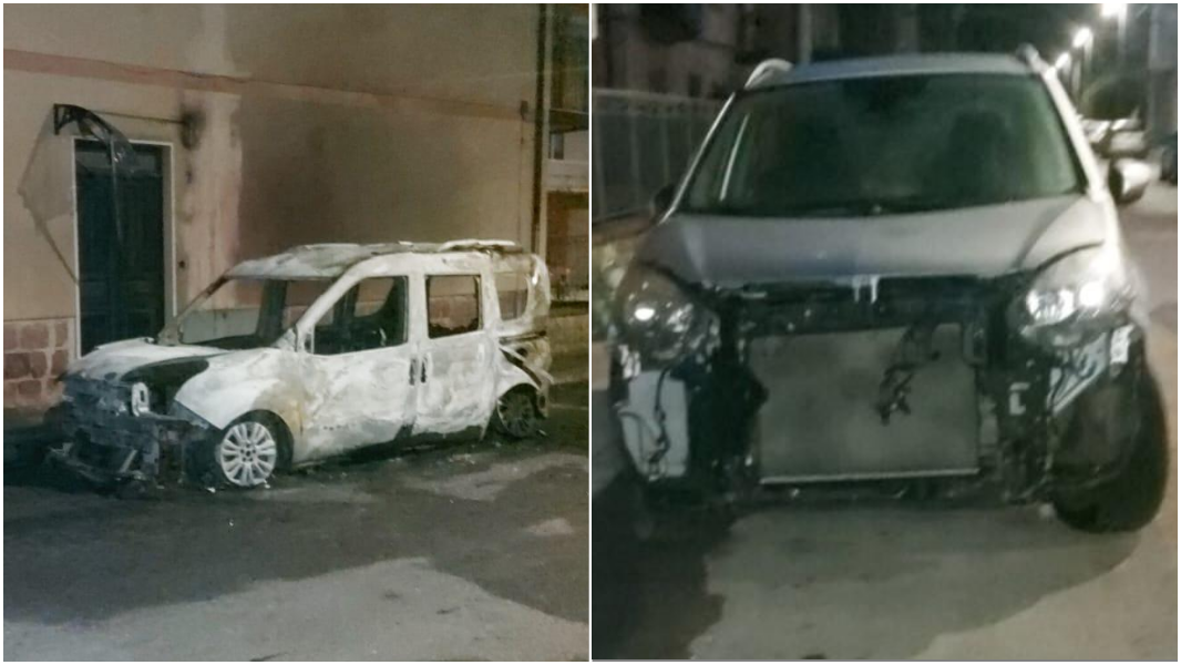 Vigilia di Natale di fuoco: un furgoncino e un’auto incendiati nella notte