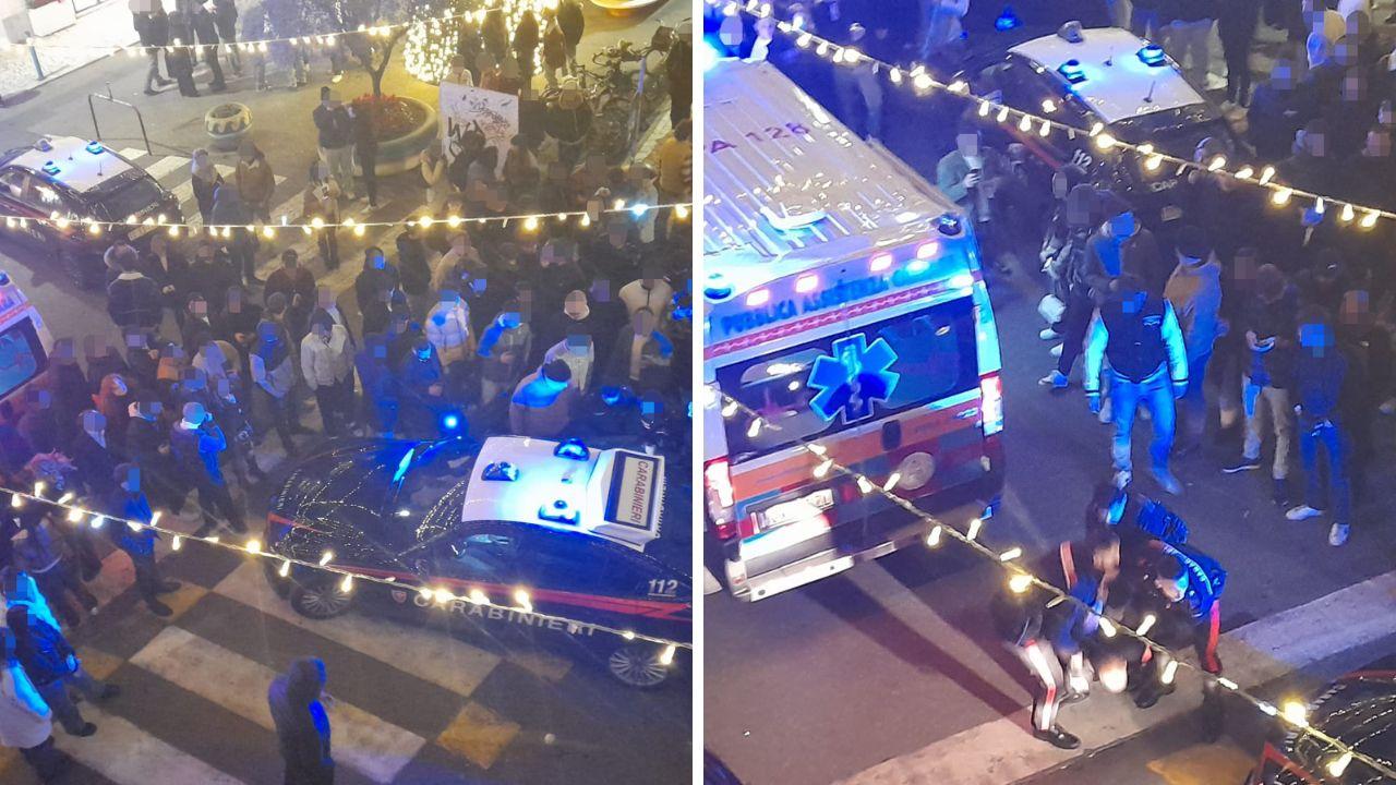 L’arrivo dei soccorritori e dei carabinieri intorno a mezzanotte e trenta, il 26 dicembre, e mentre tentano di mettere le manette al giovane esagitato