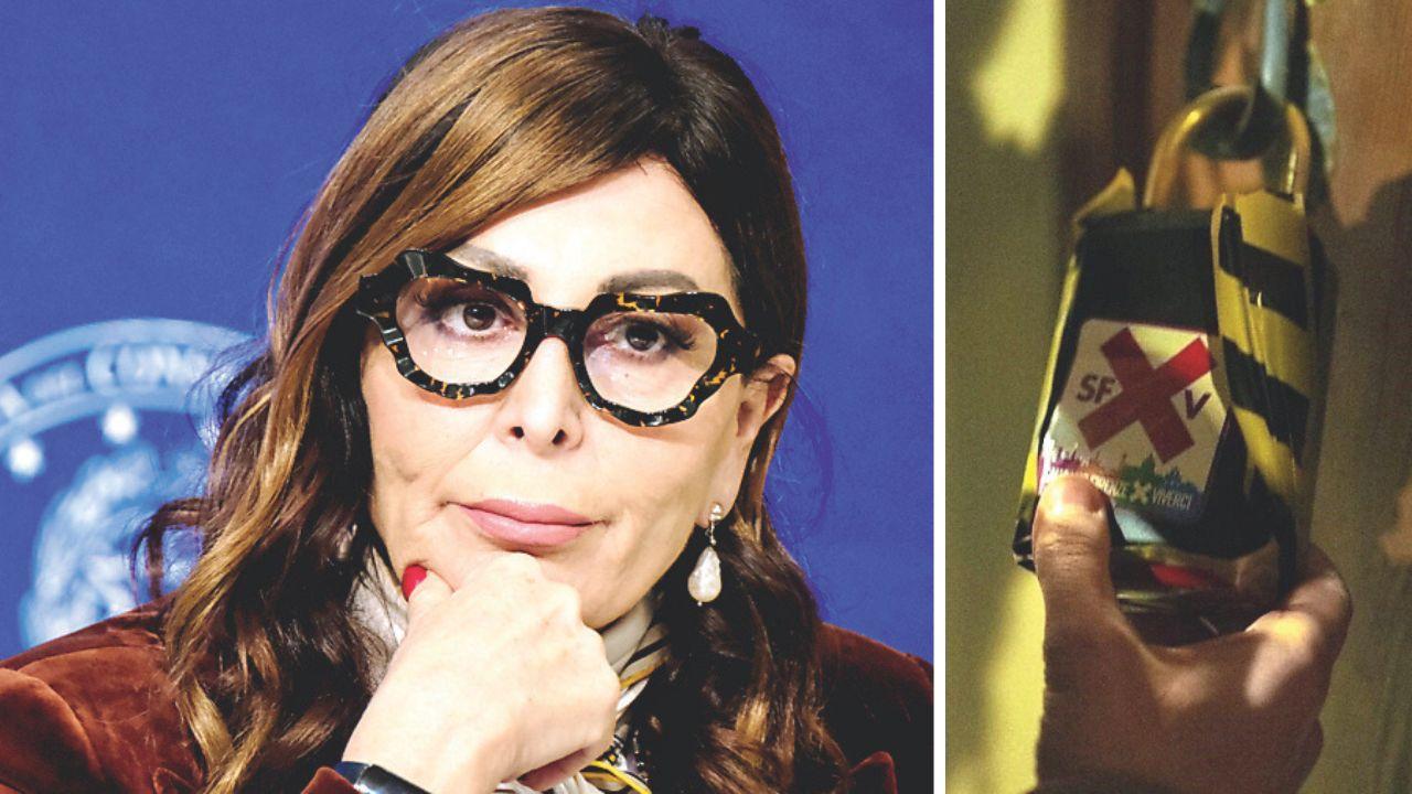 La ministra del Turismo, Daniela Santanchè e una delle keybox sigillate a Firenze