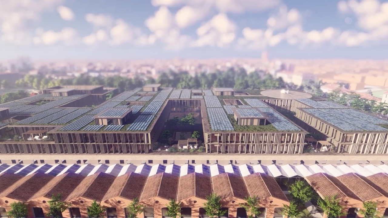 Un rendering del nuovo ospedale che sorgerà in via della Meridiana