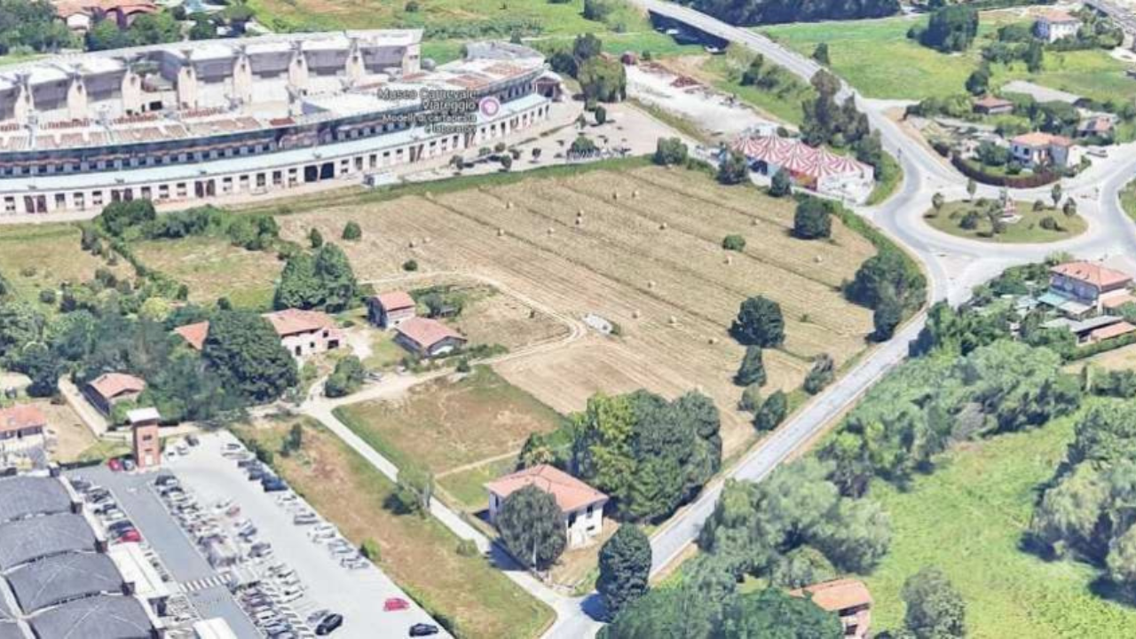 Una veduta aerea della zona dove sorgerà il parco urbano della Cittadella del Carnevale