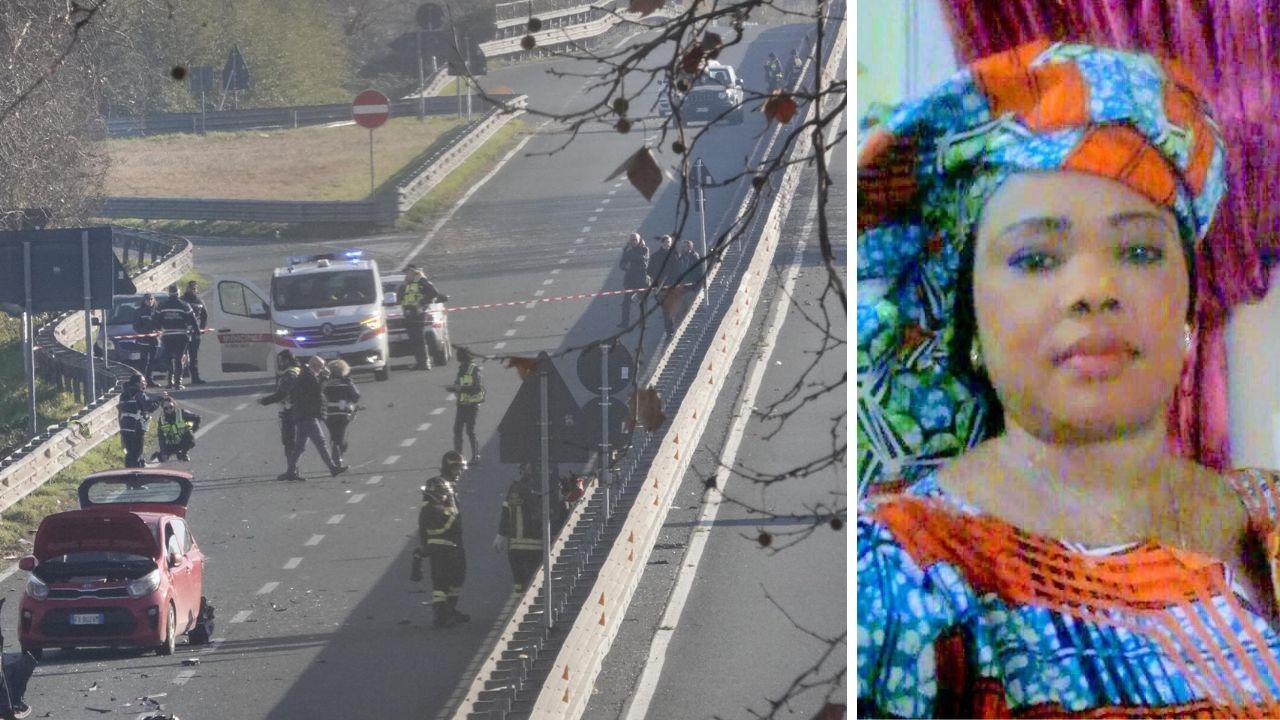 L'incidente sulla variante (foto Paglianti) e una delle vittime, Mame Badiane Thioune
