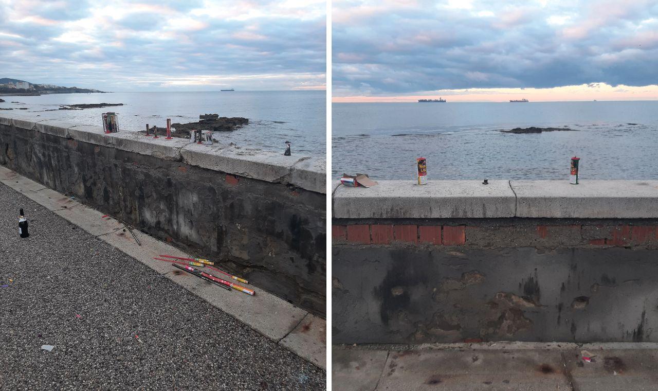 Livorno, brindisi e botti alla Rotonda. E poi si lasciano bottiglie e scatole sulla spalletta
