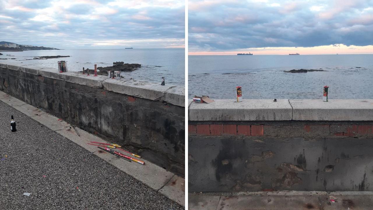 Livorno, brindisi e botti alla Rotonda. E poi si lasciano bottiglie e scatole sulla spalletta