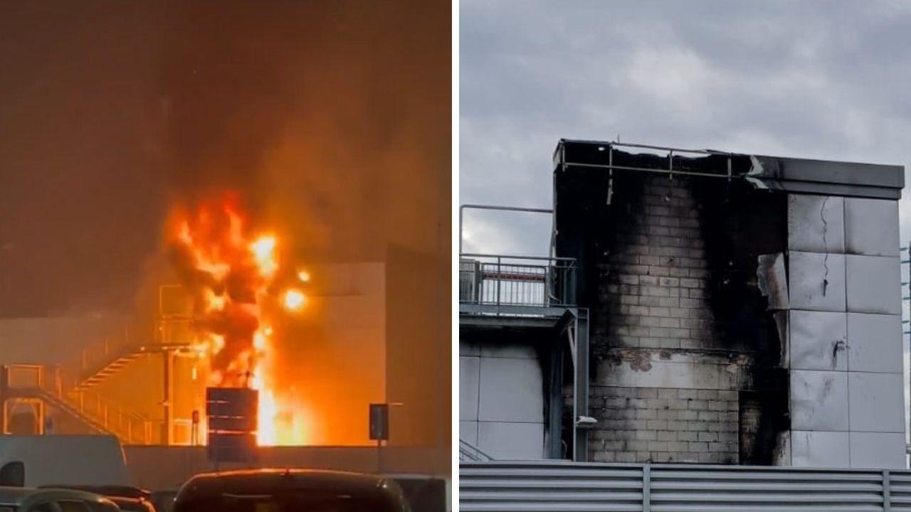 
	L'incendio all'esterno dell'Obi e i danni

