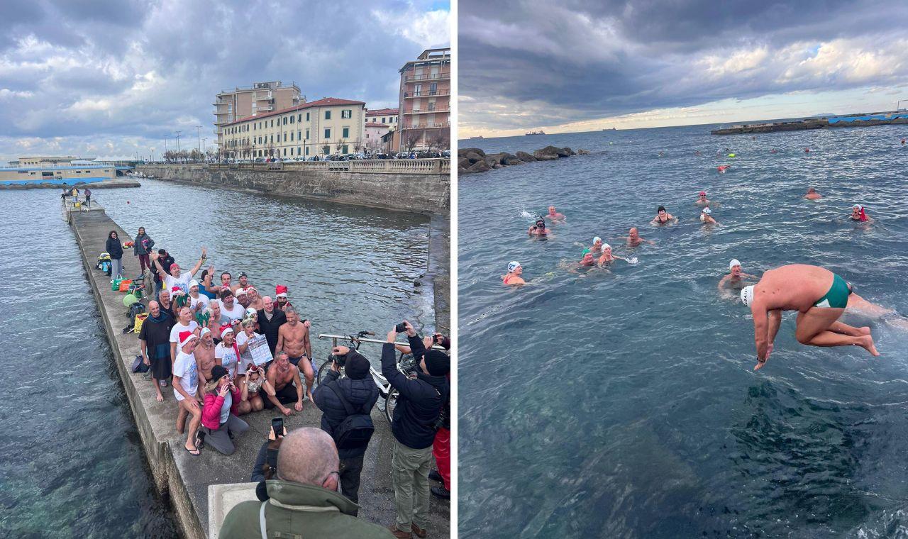 Livorno, i 24 temerari del primo tuffo dell’anno alla Striscia di San Jacopo. Tutti i nomi