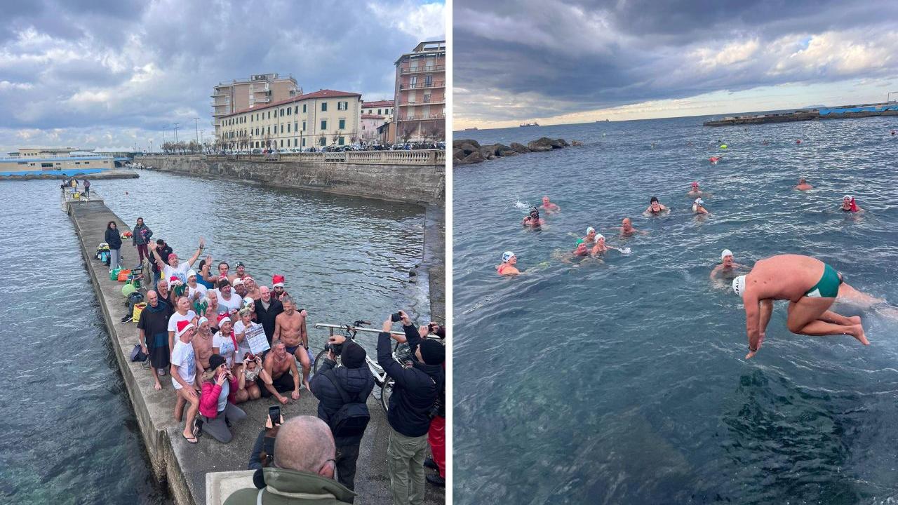 Livorno, i 24 temerari del primo tuffo dell’anno alla Striscia di San Jacopo. Tutti i nomi