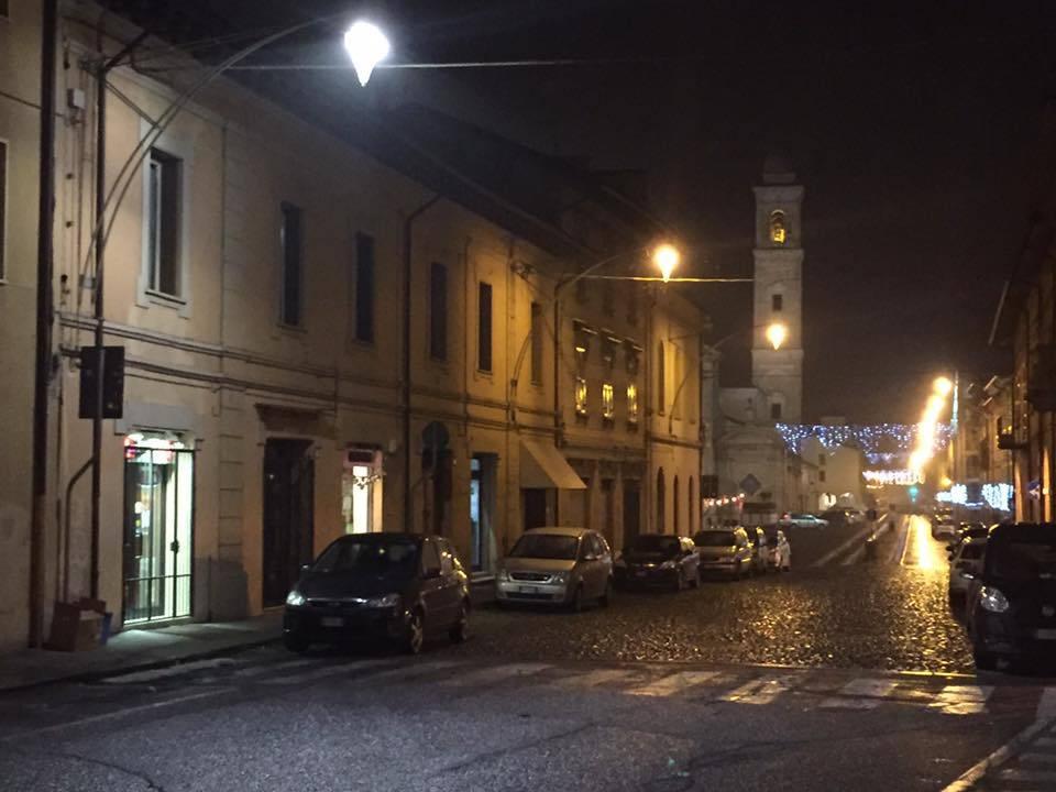 Il centro di Novellara con l'attuale illuminazione