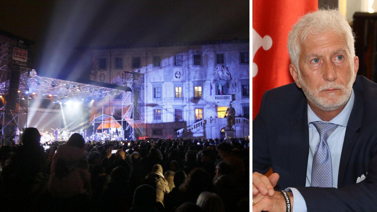 Piazza Cavalieri al concerto di Elio e l'assessore Paolo Pesciatini