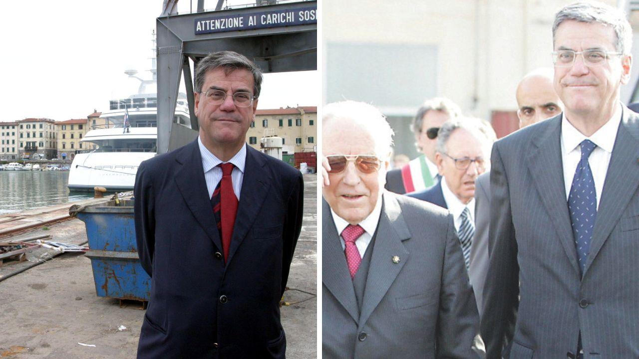 Paolo Vitelli col presidente della Repubblica Carlo Azeglio Ciampi durante la visita ufficiale del 2006 ai cantieri Azimut Benetti (archivio Tirreno)
