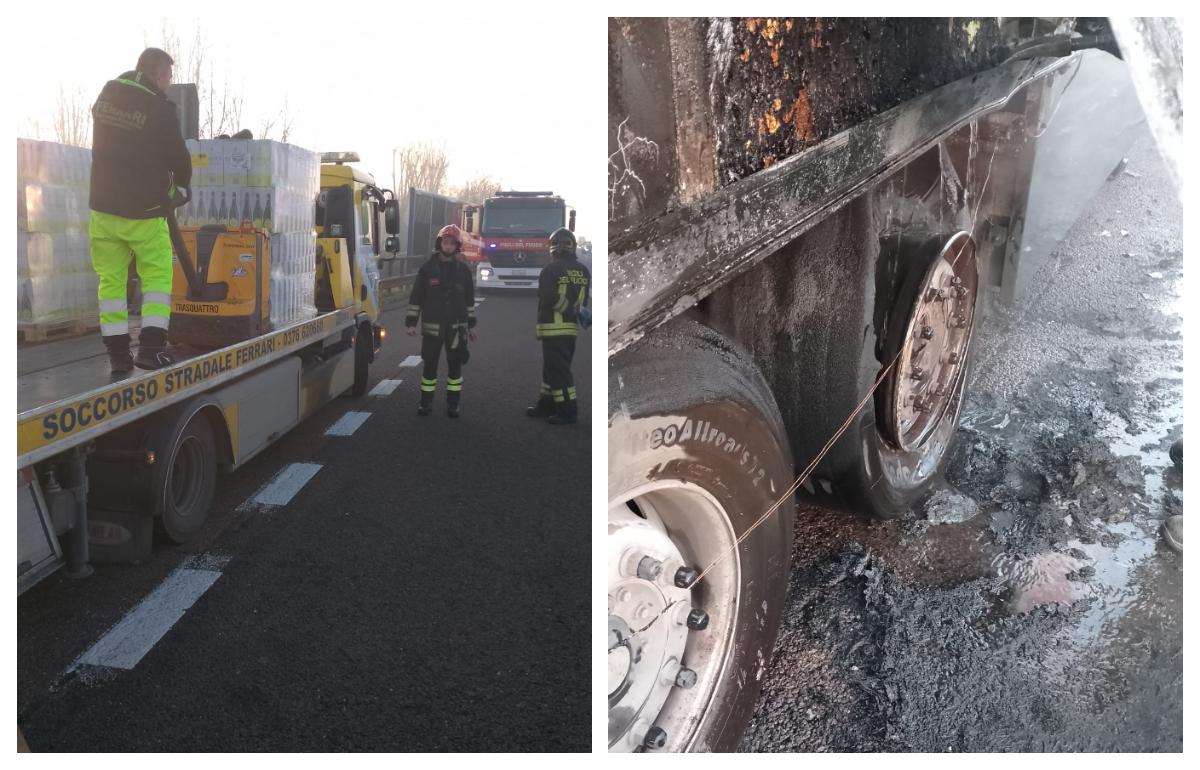 Camion va a fuoco in A22: tratto in salvo l’autista