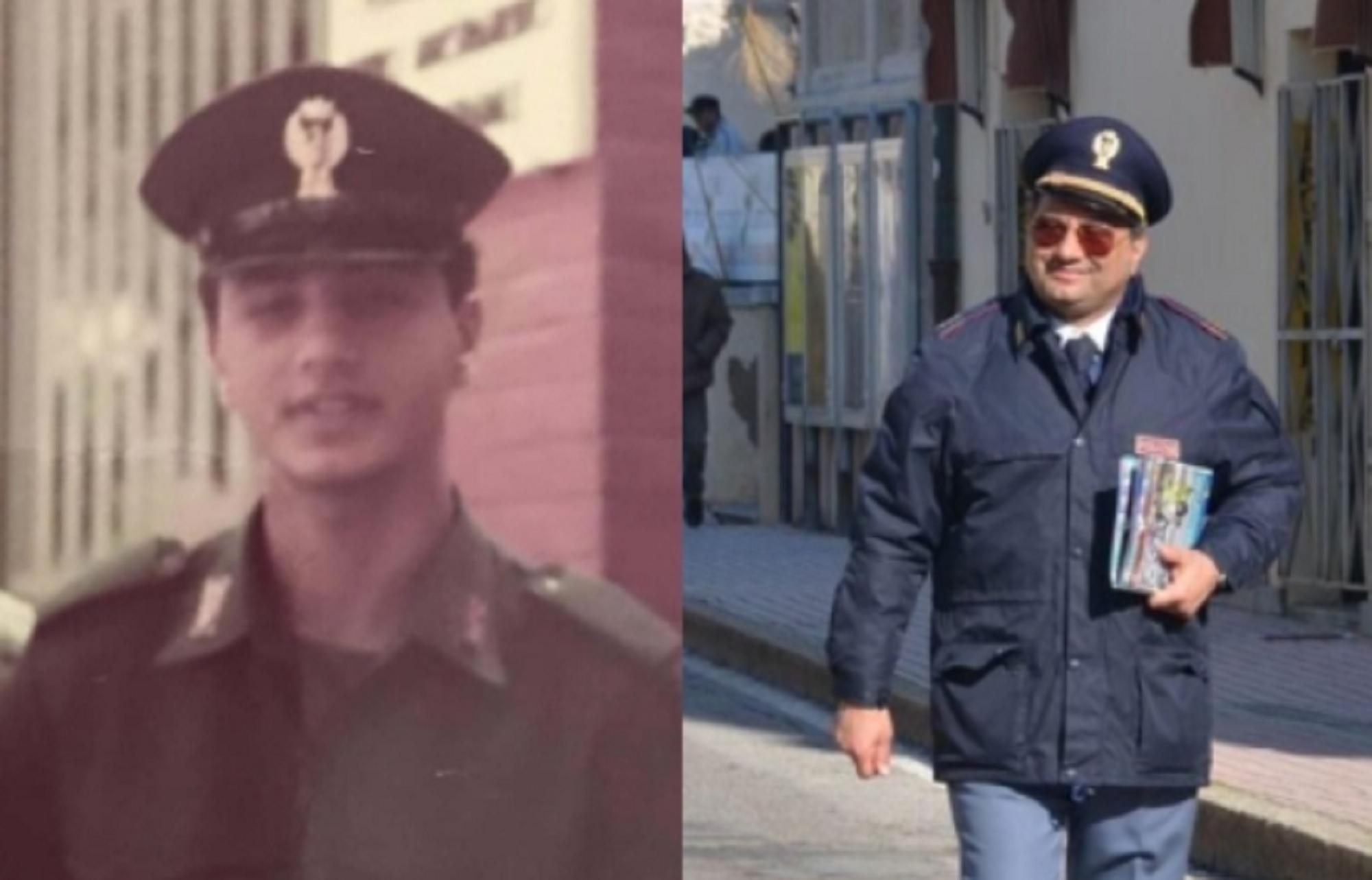 Giuseppe Parziale, a sinistra poco dopo l'ingresso nella stradale e a destra decine di anni più tardi