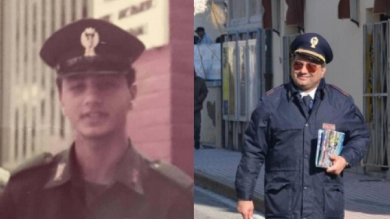 Giuseppe Parziale, a sinistra poco dopo l'ingresso nella stradale e a destra decine di anni più tardi