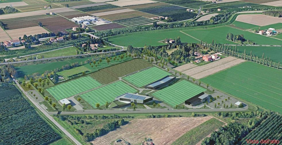 
	Un nuovo, inedito, rendering che mostra dall&rsquo;alto il centro sportivo

