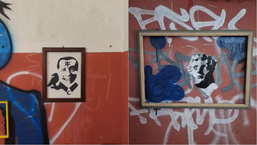 Berlusconi, la Venere di Milo e un Gesù morente: misteriosi murales nello spogliatoio abbandonato