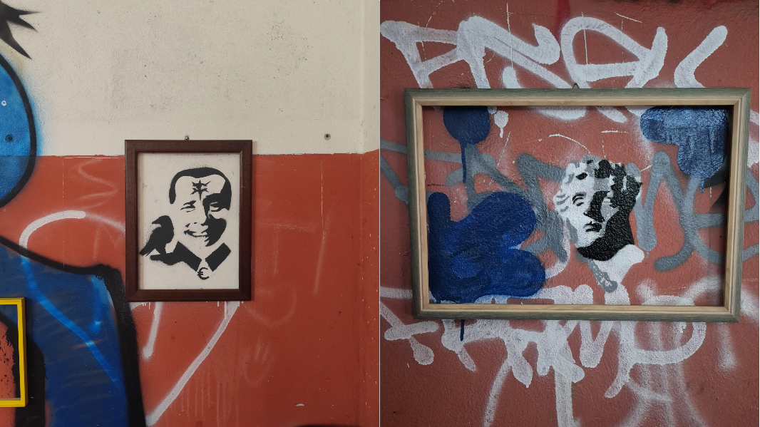Berlusconi, la Venere di Milo e un Gesù morente: misteriosi murales nello spogliatoio abbandonato