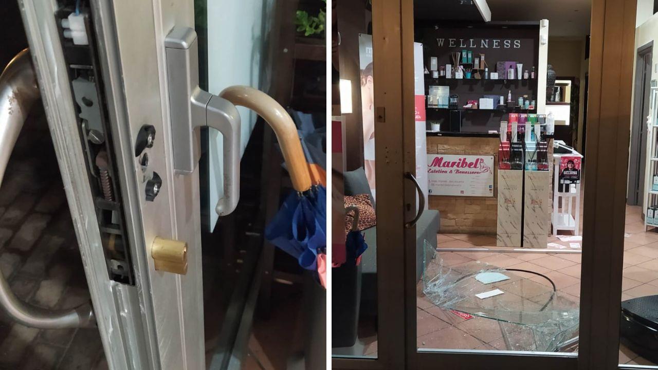 I danni al centro estetico “Maribel” di Maribel Pesantez sugli scali Saffi dopo il passaggio dei ladri
