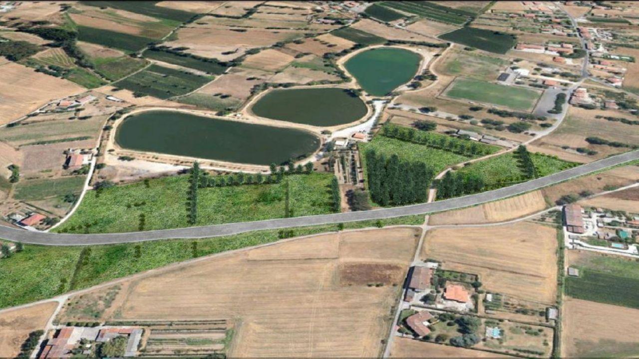 Ipotesi del tracciato degli assi viari nella zona dei laghetti (archivio)