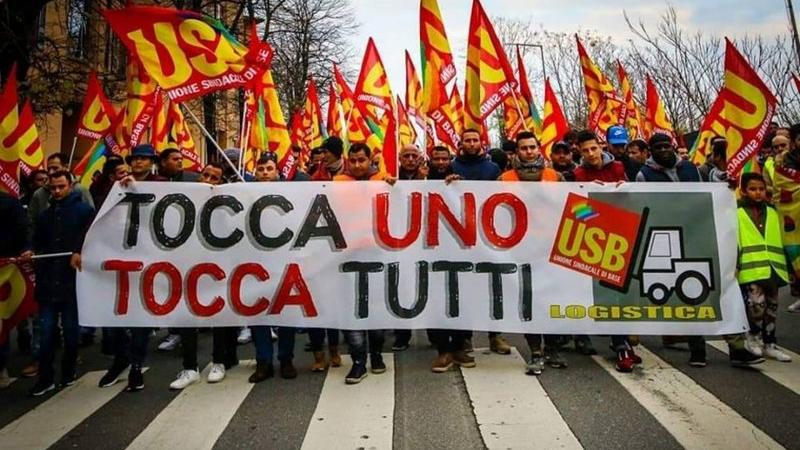 Una protesta di Usb Logistica (foto d'archivio)