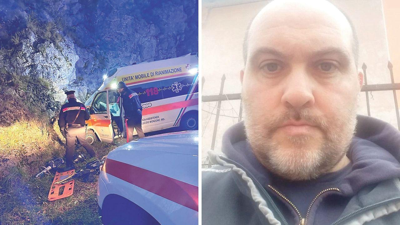 Un'immagine dell'incidente e il soccorritore scomparso