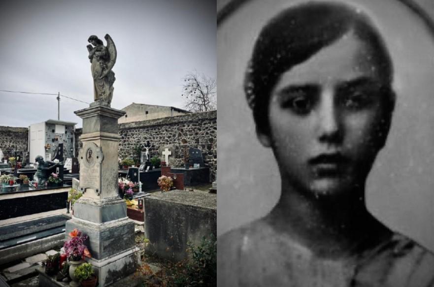 
	Vanda Serra&nbsp;e la lapide che la ricorda in cimitero

