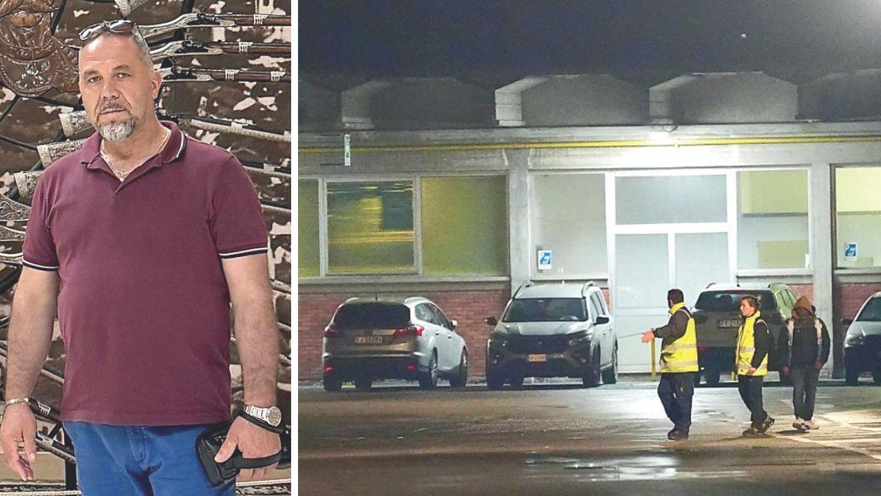 A sinistra Artan Kaja ucciso nel piazzale della cartiera