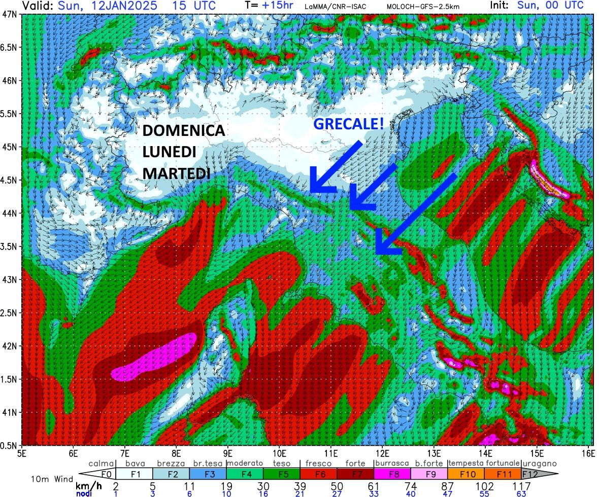 Maltempo in Toscana, allerta “gialla” per vento forte: raffiche fino a 120 chilometri orari. Si rivede la neve