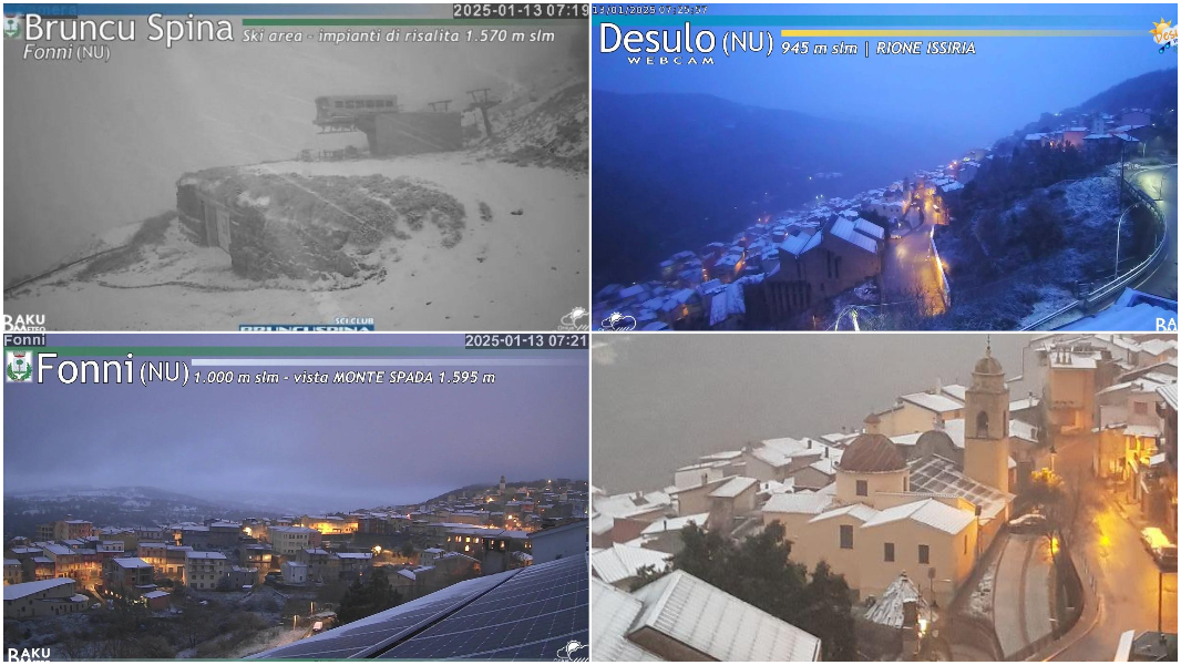 Riecco la neve in Sardegna: tetti imbiancati e paesaggi mozzafiato – FOTO E VIDEO