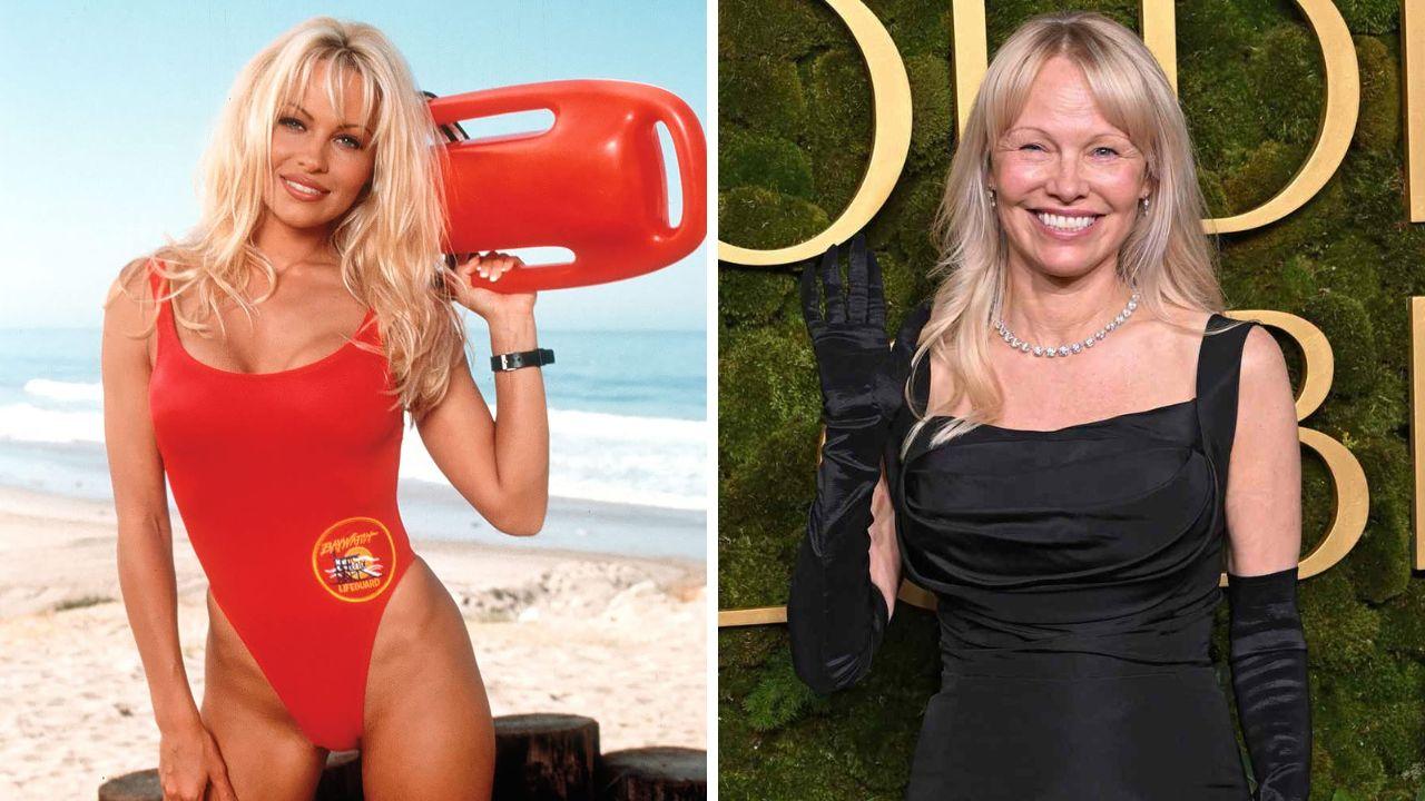 Anderson negli anni ’90 in “Baywatch” e agli ultimi Golden Globe