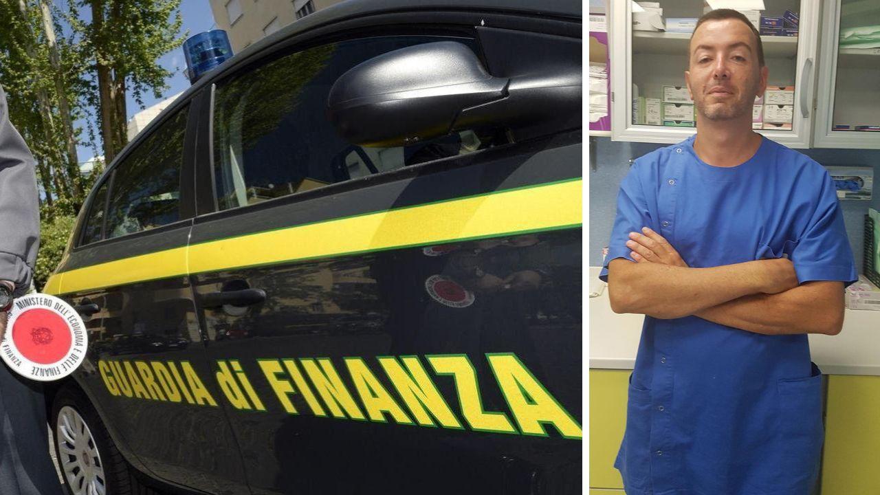Gli agenti della guardia di finanza e il medico apuano