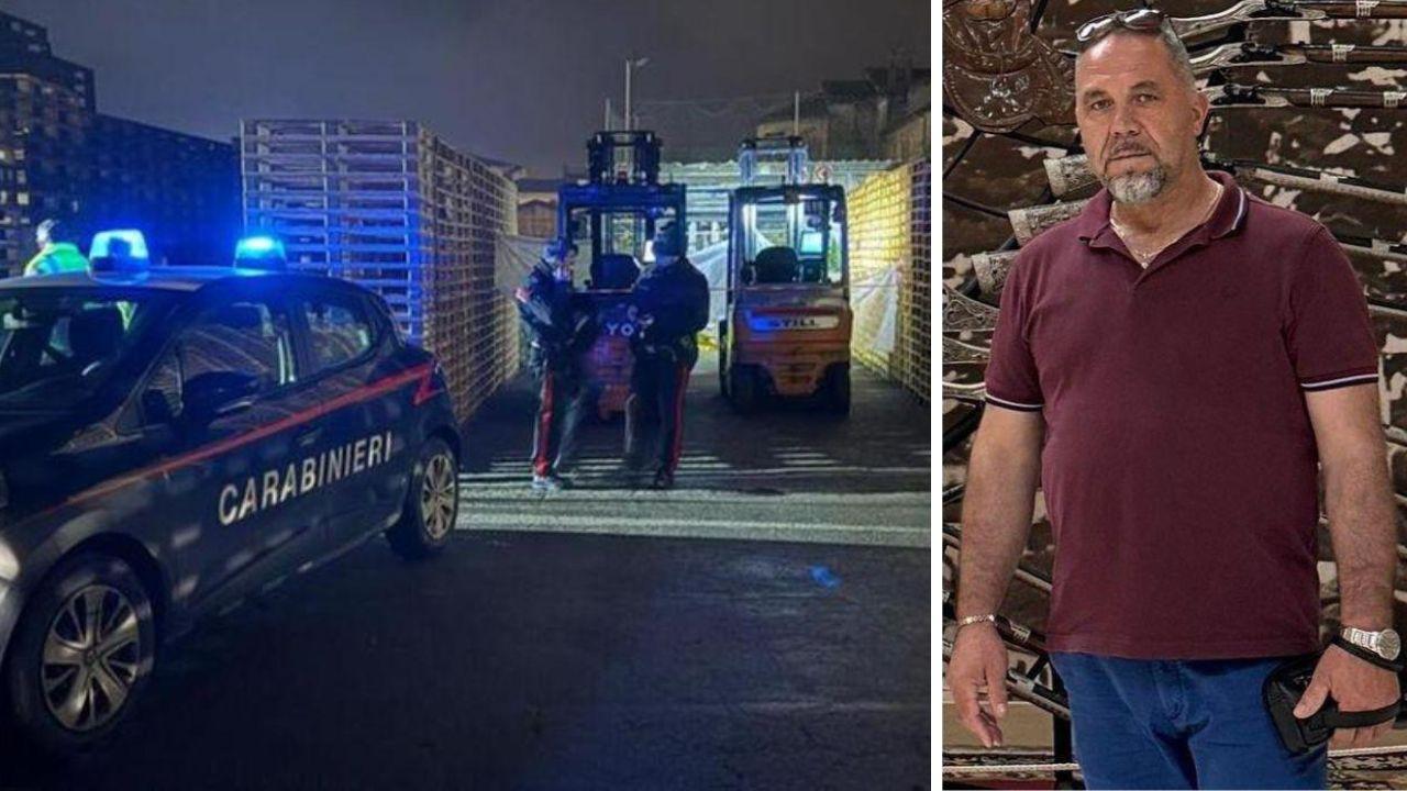 I rilievi dei carabinieri (foto Nucci) e la vittima 52enne