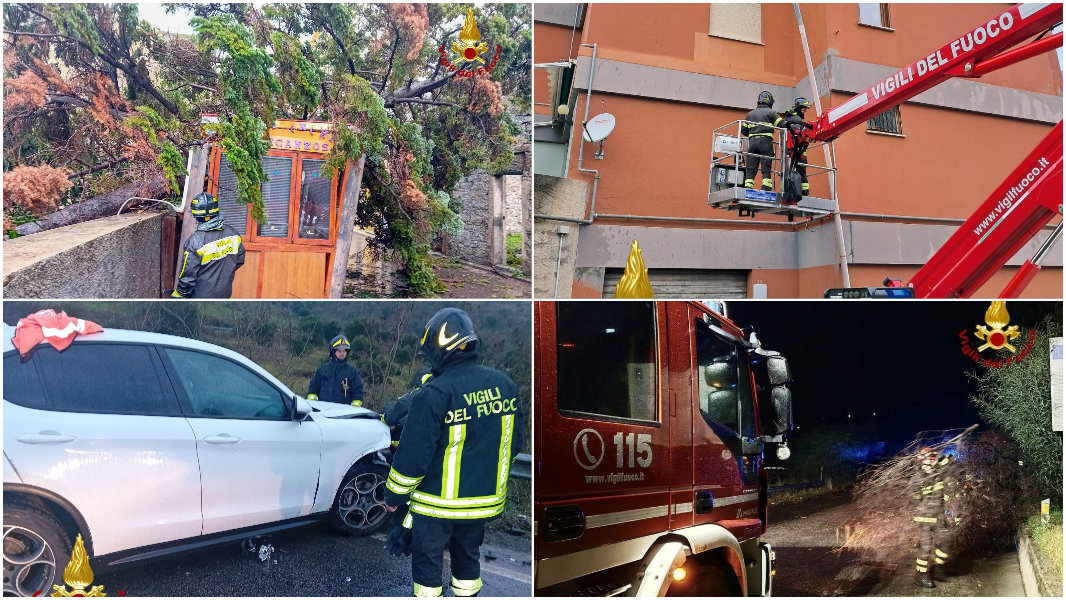 Alberi e pali caduti, tetti scoperchiati e auto in panne: più di 140 interventi dei vigili del fuoco