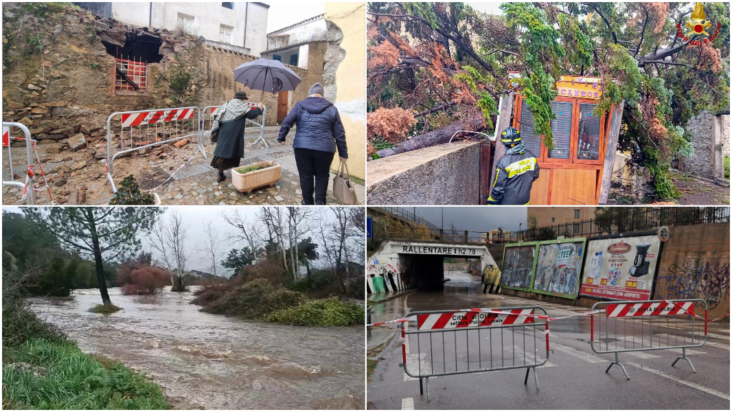 Frane, crolli, fiumi esondati, allagamenti e incidenti: tutti i danni del maltempo in Sardegna