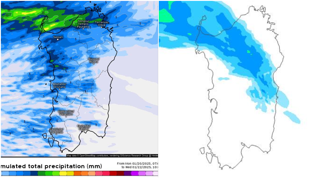 Meteo Sardegna, un paio di giorni con piovaschi e poi ritorna il sole: tutte le mappe