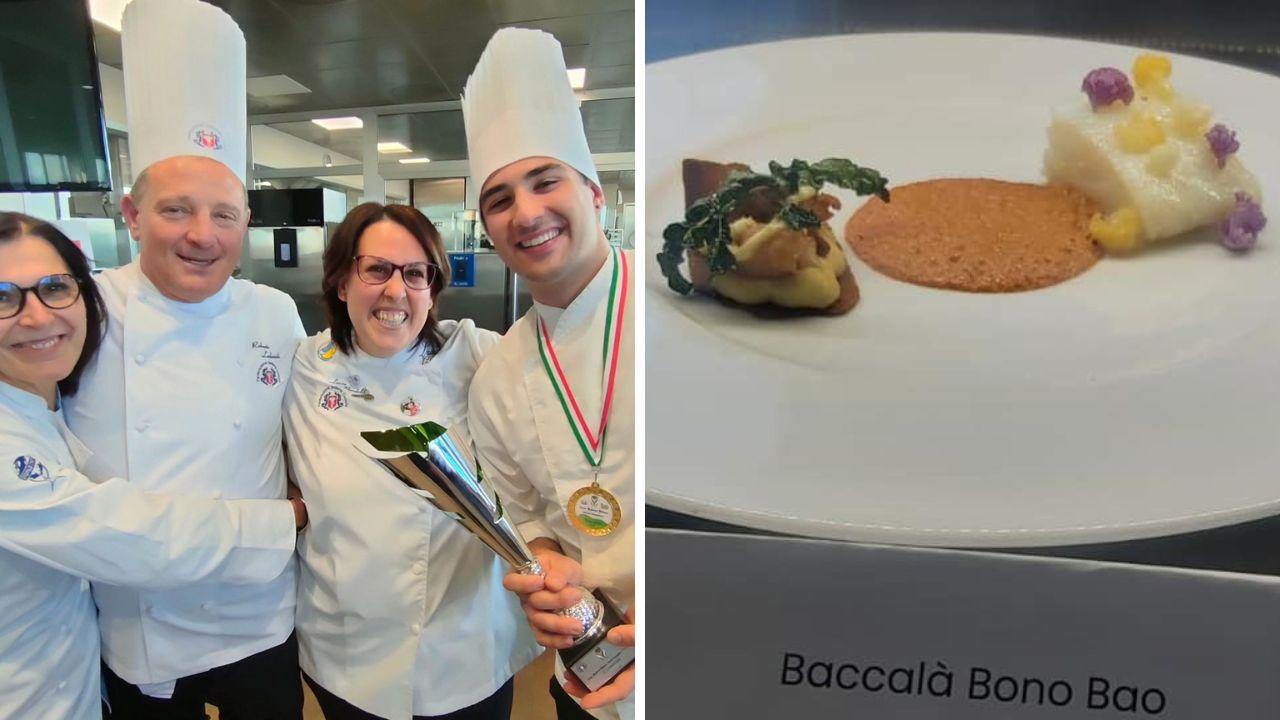 
	Nicola Sileo e il piatto con cui si &egrave; aggiudicato il titolo di "Miglior allievo della Toscana 2025"

