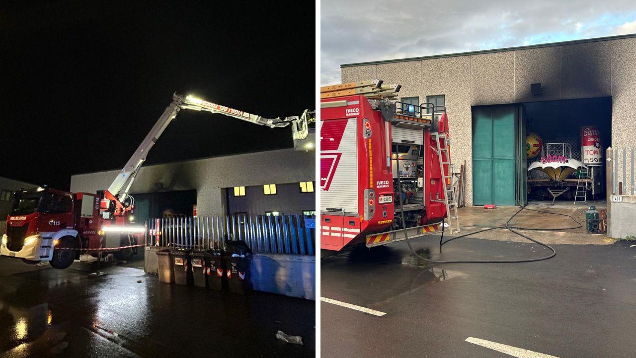 
	Il capannone interessato dalle fiamme conteneva i carri di due rioni (foto Giorgio)

