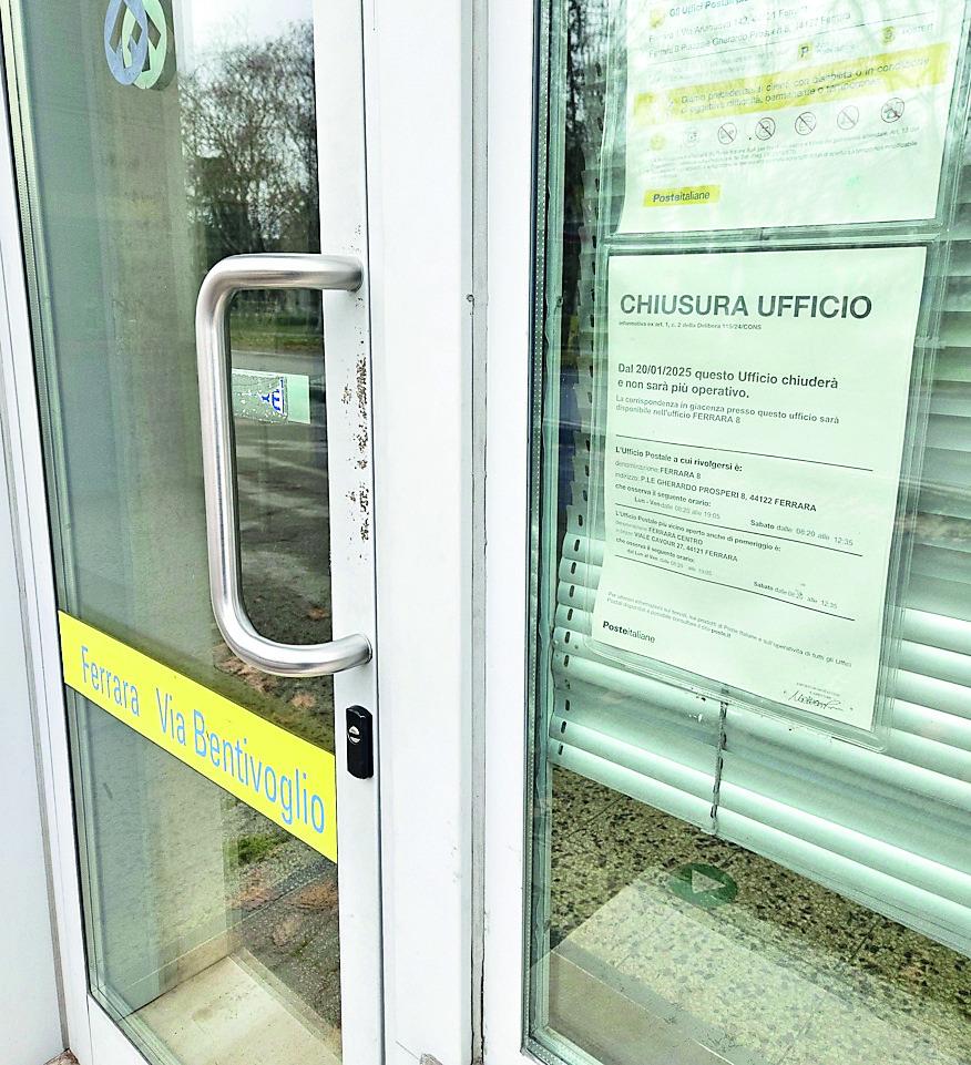 Ferrara, chiuso l’ufficio postale di Barco