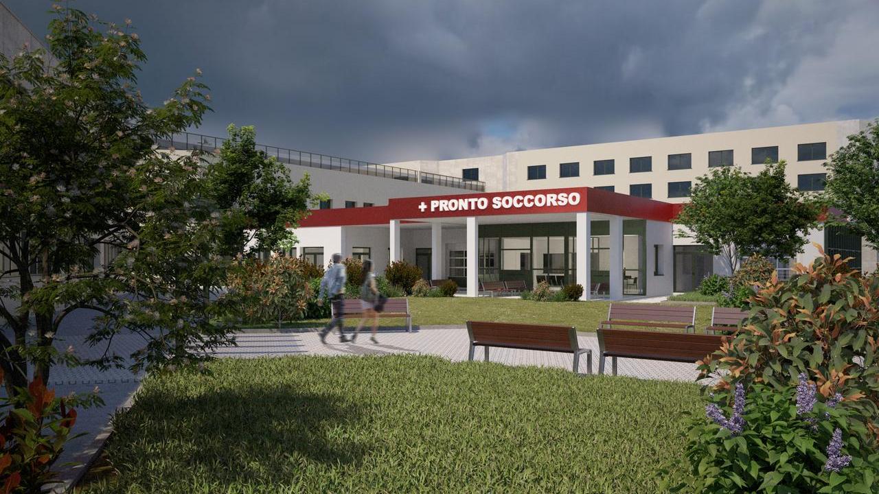 Il rendering del pronto soccorso del Giovanni Paolo II di Olbia 