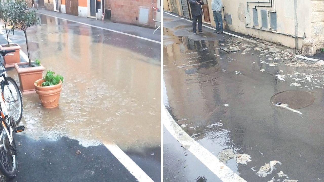 I liquami in via del Rosso